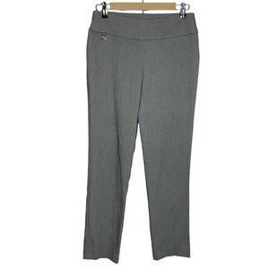 Lisette Pants Womens 4 Black White Ponte Knit Check Pull On Ankle Stretch Office